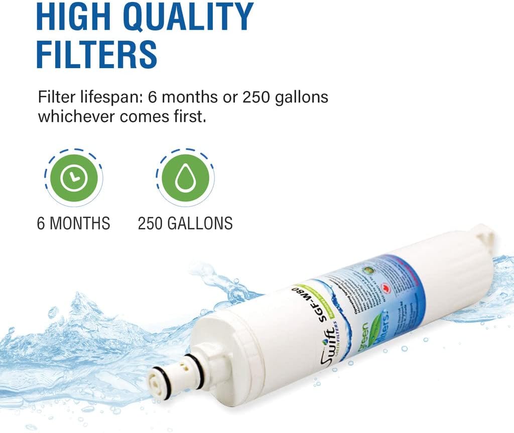 Swift Green Filters SGF-W80 Compatible Refrigerator Water Filter for 4396508, 4396510, EDR5RXD1, FILTER 5 (1 Pack), Made in USA