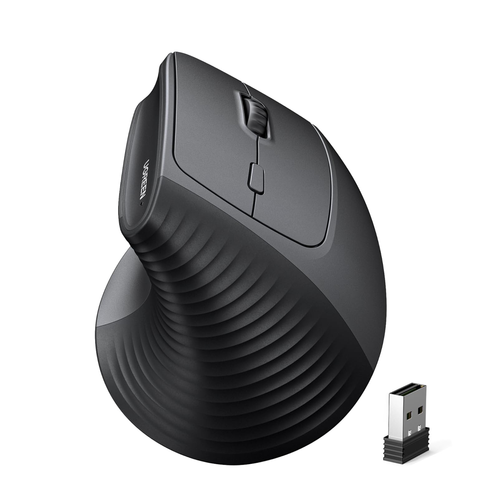 UGREEN Vertical Ergonomic Mouse, 4000 DPI Wireless Mouse Bluetooth & 2.4GHZ USB Receiver, 4 Adjustable DPI 1000/1600/2000/4000, Compatible Windows/MacOS/Linux/Chrome/Android, for MacBook, PC, Tablet