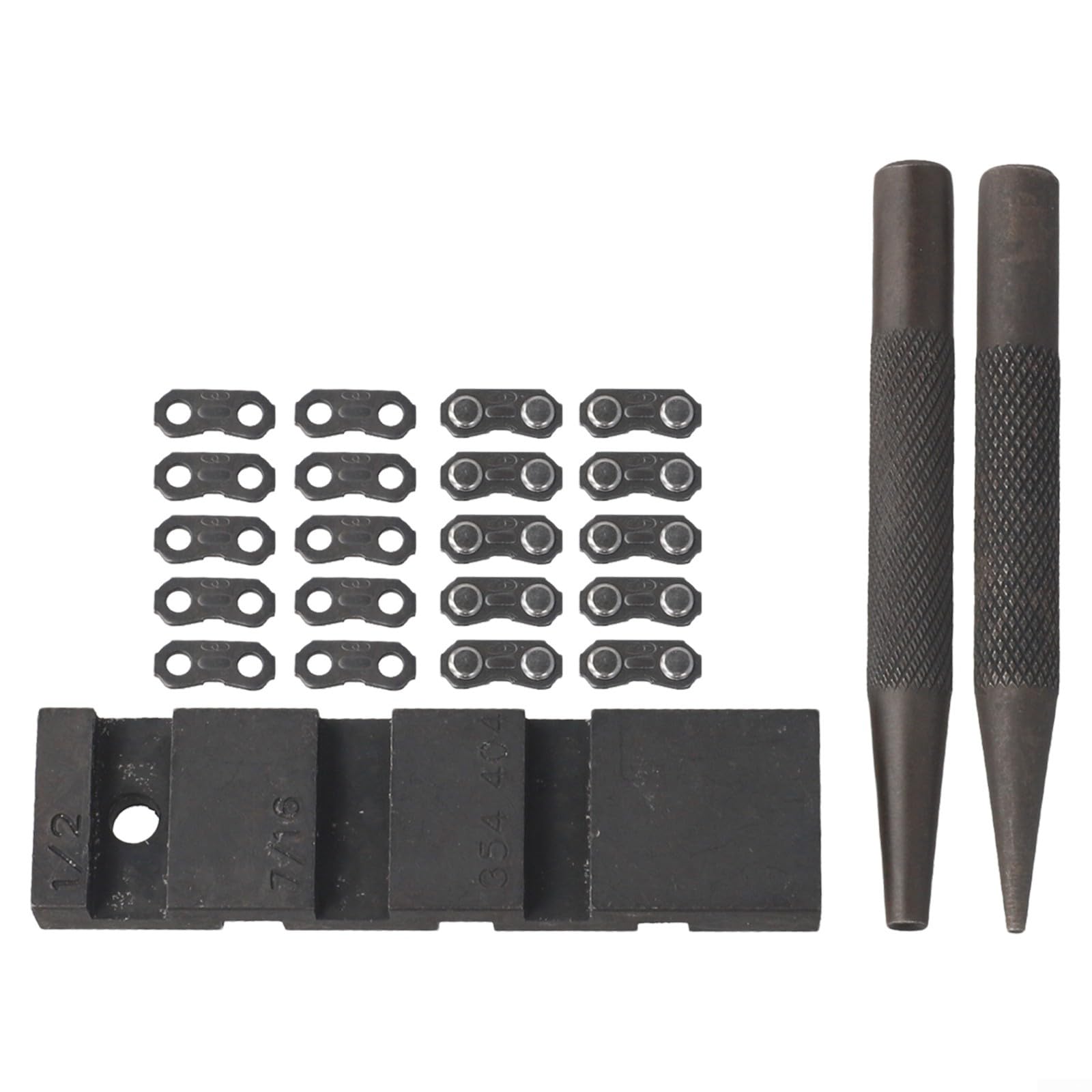 Kit de herramientas para romper motosierra de bolsillo, juego de reparación de cadena de acero al carbono con eslabones maestros para cadenas de paso de 1/4 pulgadas, 3/8 pulgadas, LP de .325