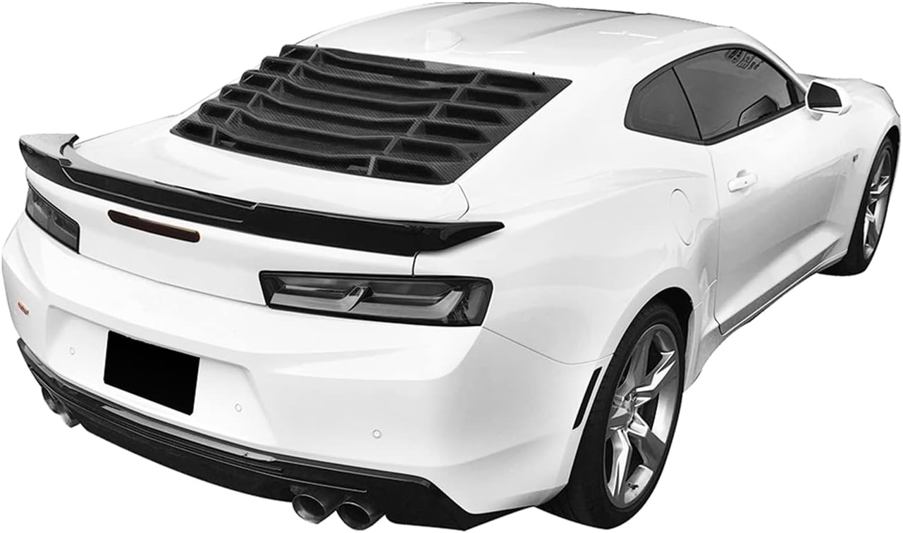 FREEMOTOR802 Rear Window Louver, Compatible with 2016-2024 Chevrolet Camaro Coupe, ABS Plastic Rear Windshield Sun Shade Cover, Carbon Fiber Look
