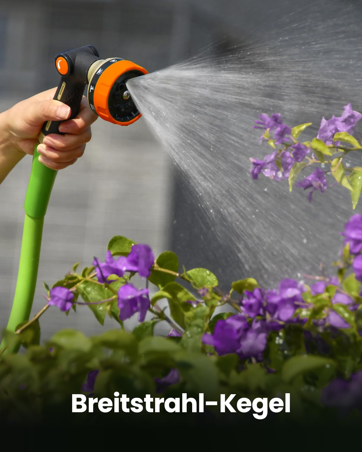 RAINPOINT Gartenbrause, Metall Garten Handbrause mit 10 Bewässerungsmuster, Mühelose Wasserfluss-Regelung, Hochdruck Gartenschlauch Spritze für Bewässerung, Autowaschen, Orange