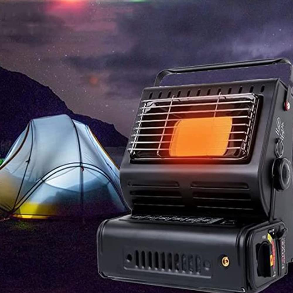 YKYR Tragbar Gas-Heizstrahler, Winter Gasheizstrahler, 2in1 Klein Camping Heizung Gasheizung, Outdoor Zeltheizung Raumheizung Für Außen Erwärmung Zelt Angeln (Color : Black) Garten