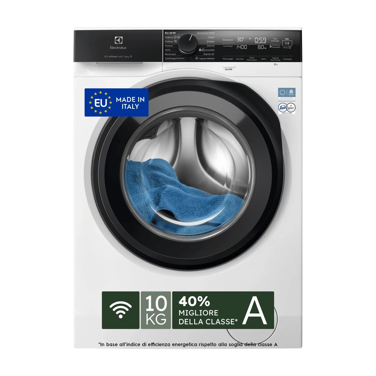 Electrolux EW7F410Y SteamCare 700 lavadora carga frontal capacidad nominal del programa Eco 40°-60° 10 kg de ciclo de centrifugado Clase de eficiencia energética 1400 A con wifi conectado