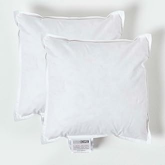 HOMESCAPES 2 Pack Luxury Duck Feather Cushion Inserts 30cm x 30cm (12 x 12”) Perfect Bounce Back and Down-Proof Cover Generously Filled Inner Pads Filler, Hypoallergenic RDS Certified Machine Washable