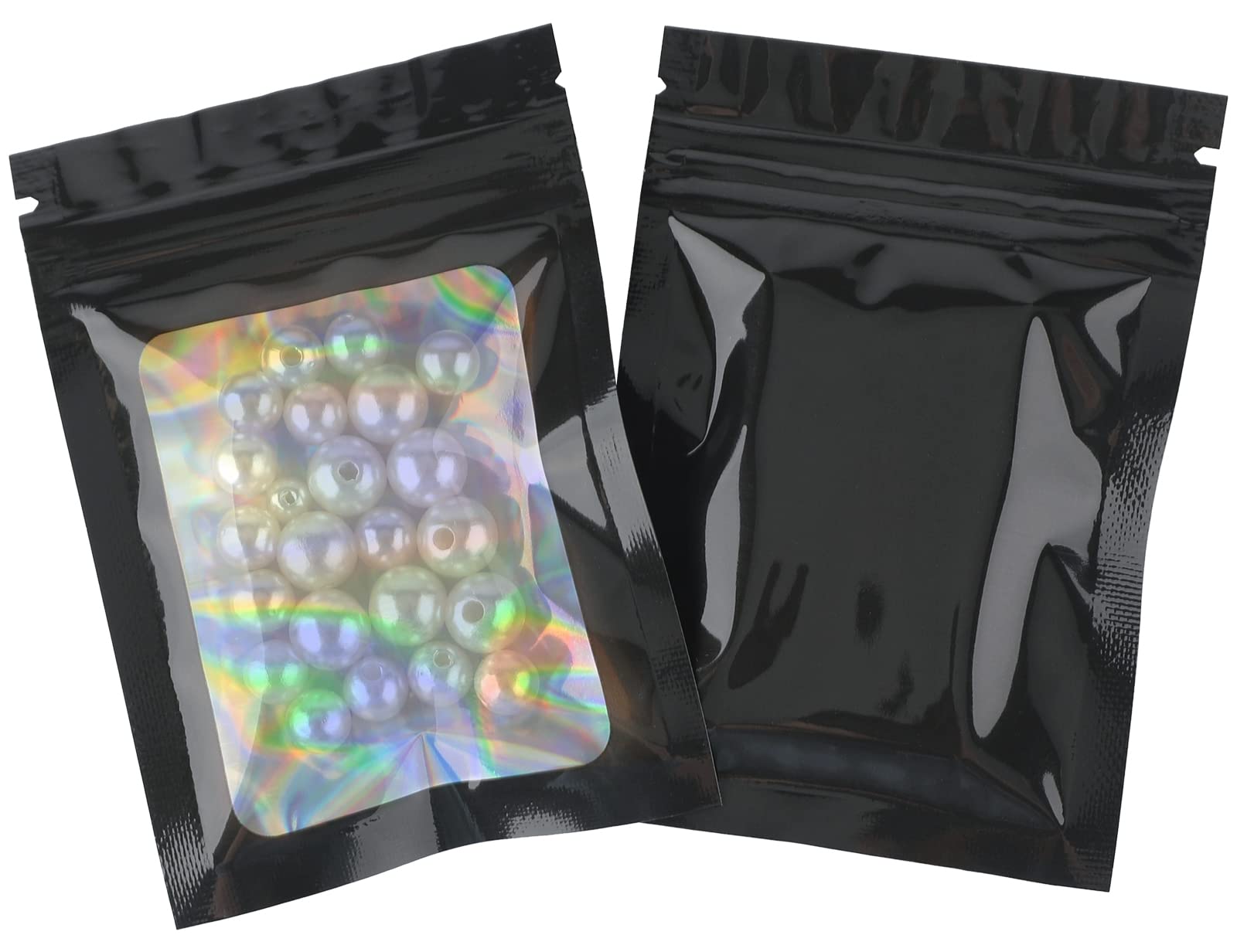 Rimiko 100 stuks Hersluitbare Doorzichtige Mylar Ritssluiting Zakken, Holografische Folie Zakjes met Rits, Luchtdichte Plastic Zakken voor het Bewaren van Voorwerpen en Voedsel (Iridescent, 8x13cm