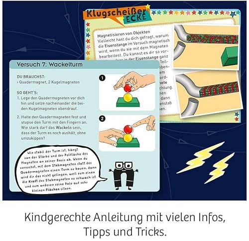 KOSMOS 654146 Fun Science – Magie der Magnete, Baue deinen eigenen Kompass, erforsche unsichtbare Kräfte, Mit spannenden Magnetspielen und Versuchen, Experimentierset für Kinder ab 8 Jahre, Geschenk