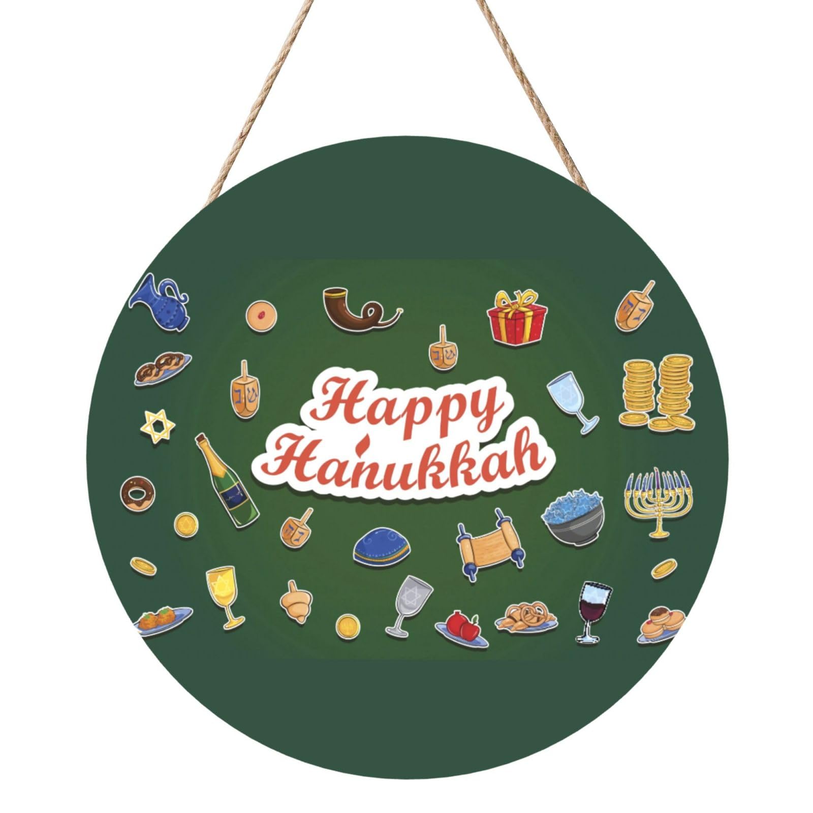 Hanukkah Jewish Festival Holiday Door Signs Plaques Wood Welcome Sign For Front Door Wall Hanging For Home Farmhouse Office Classroom Party Decoration