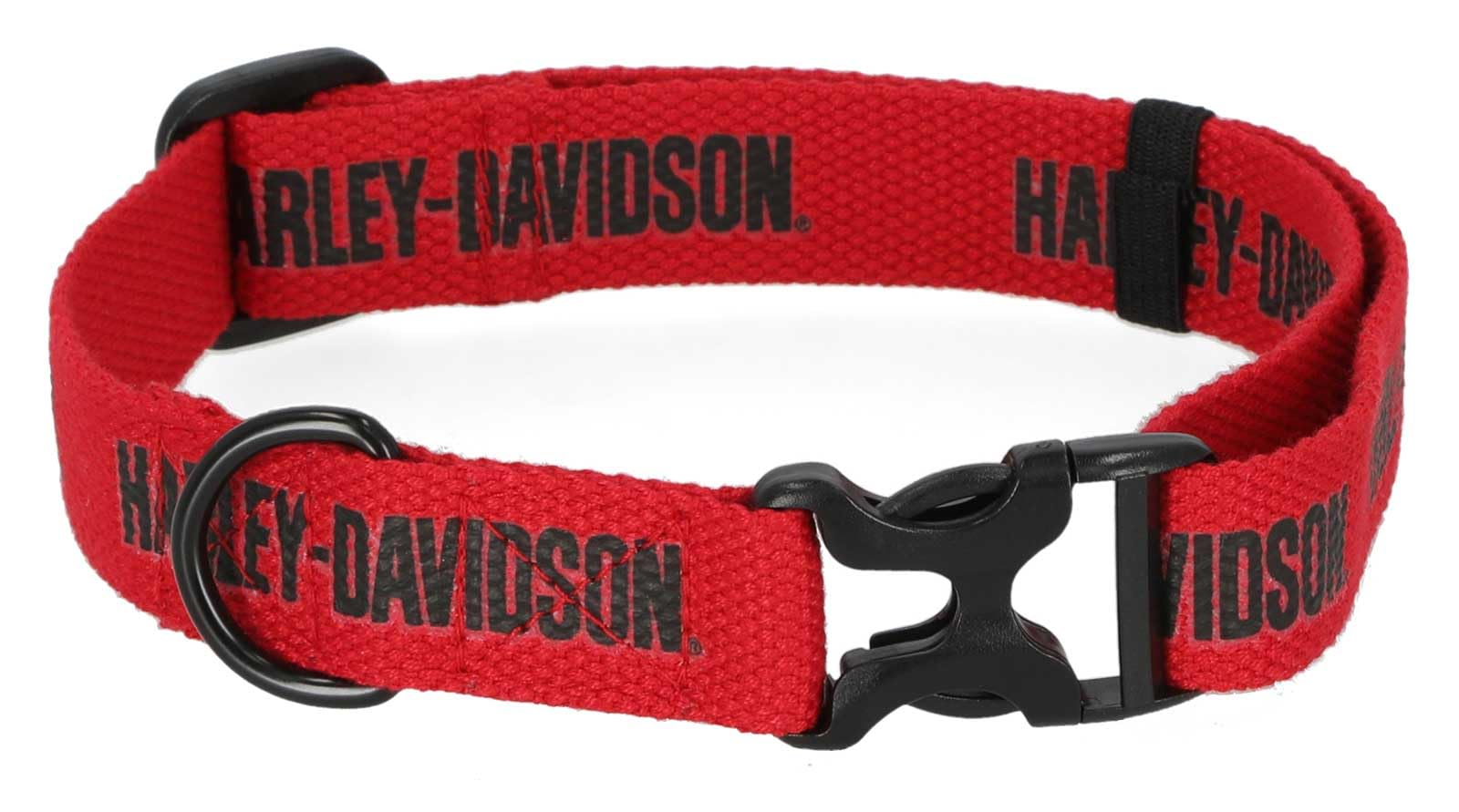 Harley-DavidsonHarley-Davidson Cotton Webbing H-D Text Adjustable Pet  Collar – Red/Black (M)