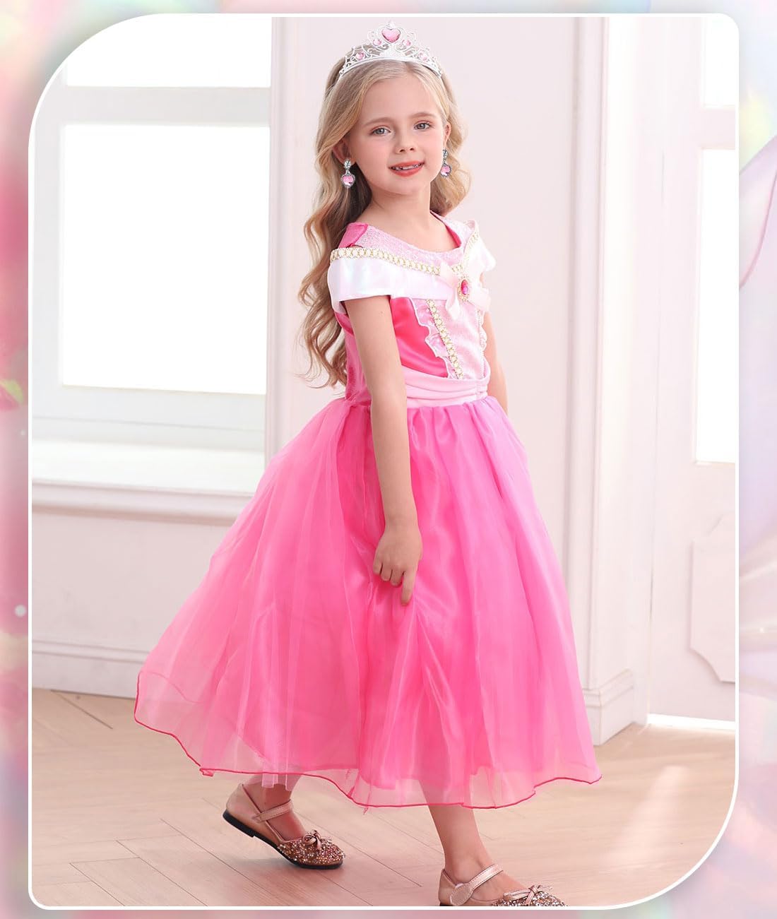 Girls Princess Costume Pink Dress Up Outfit for Halloween Cosplay Carnival Party - Image 3