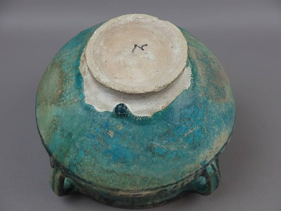 ペルシャ 青釉 草魚紋蓋付扁瓶 扁壺 イスラム古陶磁 トルコ陶器 アンティーク Amazon.co.jp: 骨董茶道具古い イスラム陶器 古代ペルシャ☆青釉