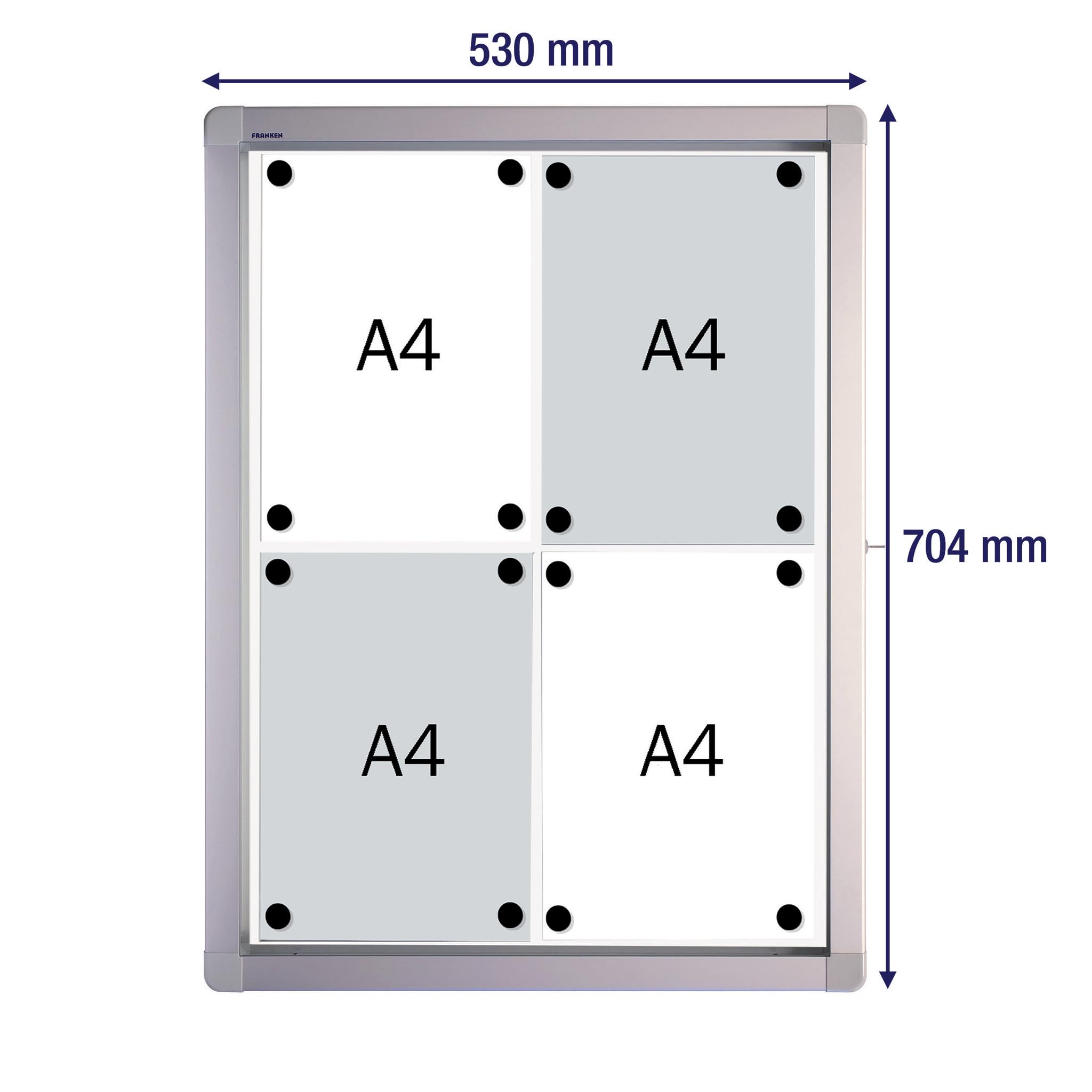 Franken SK4SE gablotka (4 x DIN A4, format 53 x 70,4 x 4,5 cm), biała