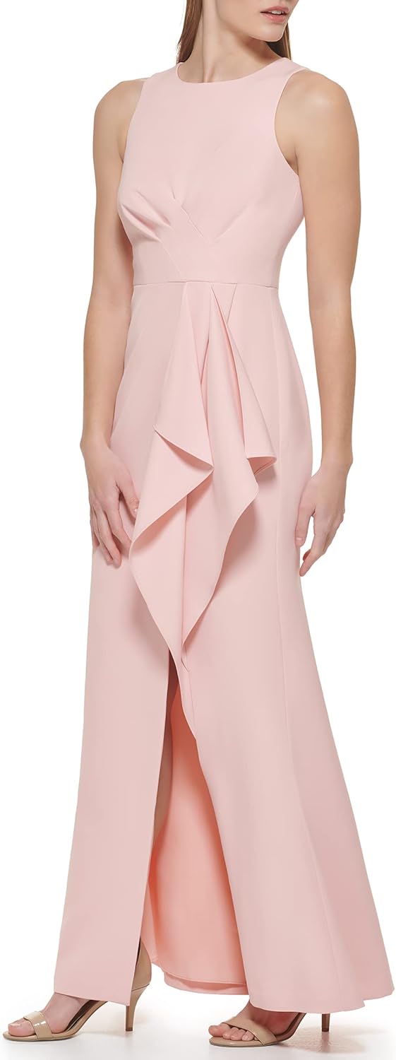 Eliza J Womens Gown Style Stretch Crepe Sleeveless Jewel Neck Dress - Image 3