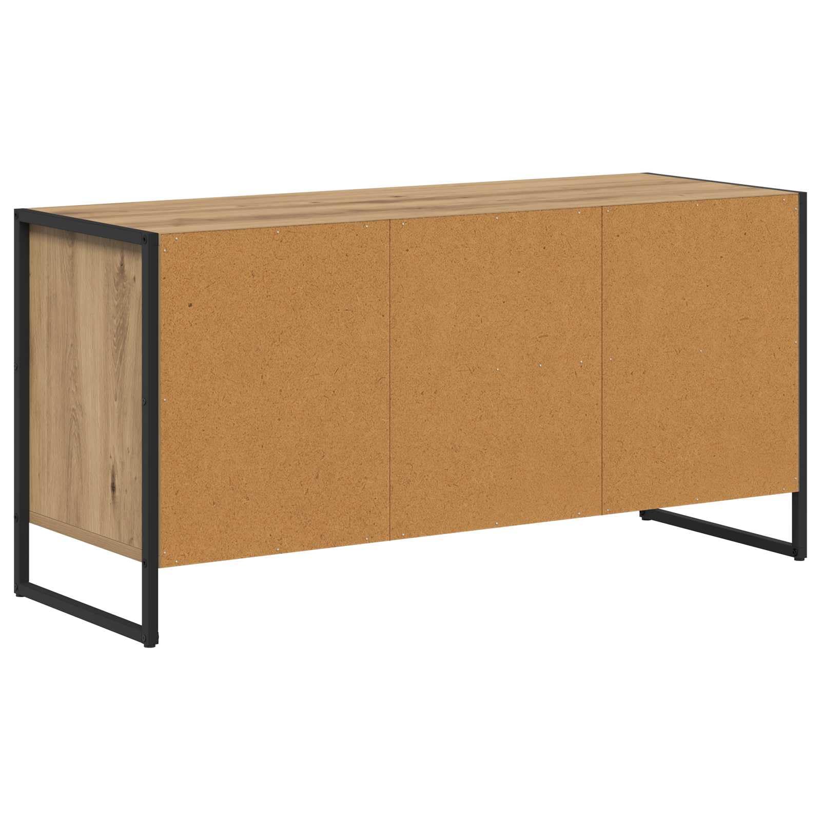 39-Inch Industrial TV Stand with Drawer and Steel Legs, Oak | Crafted from engineered wood, this low profile media center offers open and closed storage for living room entertainment.