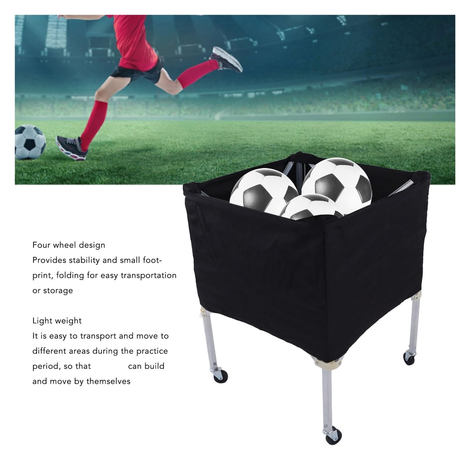 Chariot de rangement pliable et portable pour ballons de basket-ball, football, volley-ball