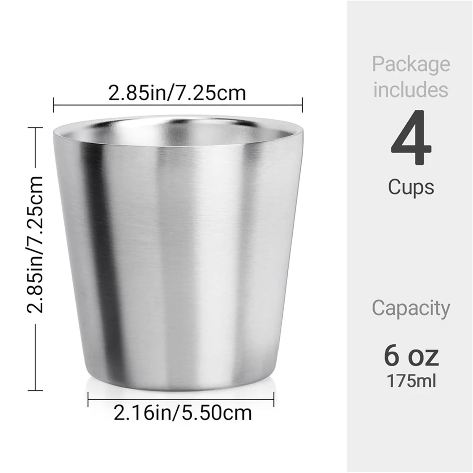 Tazas de acero inoxidable 10oz y 6oz, tazas for acampar, taza Metal reutilizable, vaso for beber doble pared for barbacoa, herramientas for en casa, 4 Uds Para café y bebidas(175ml 6oz)