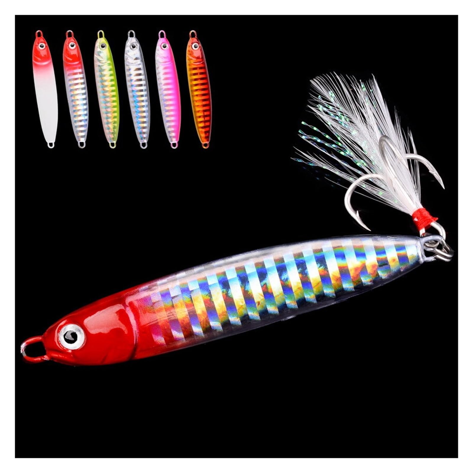INEOUT 6pcs Maschere in Metallo Esche A Forma di S Esca for Jig Lenta Mare 15g 20g 30g Jigging Esca Dura A Lancio Lungo Cucchiaio Esche da Pesca con Jig in Metallo Attrezzatura