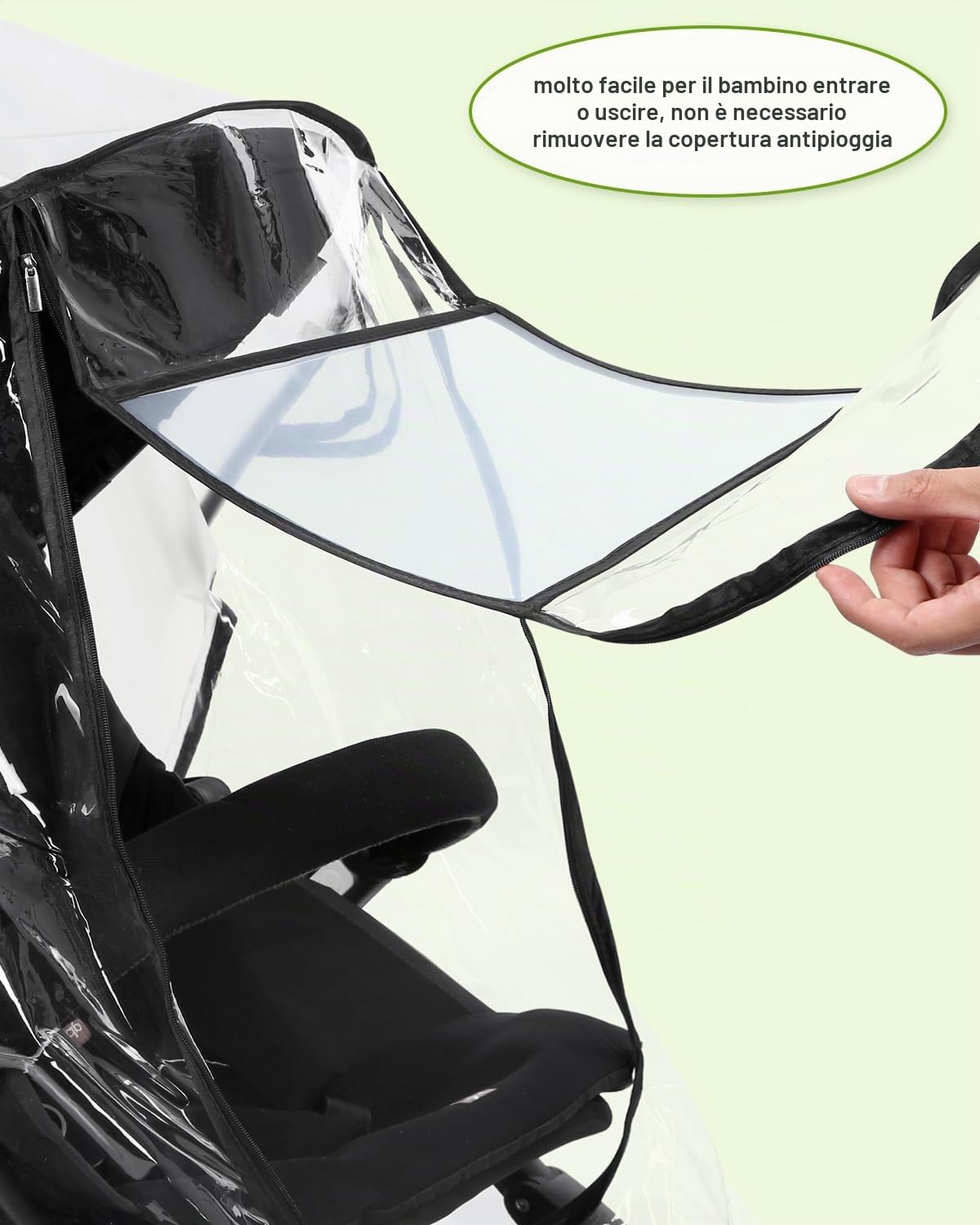 Parapioggia Passeggino Universale, Finestra di Contatto, Parapioggia Carrozzina, Carrozzina Copertina Antipioggia Trasparente, senza PVC, Protezione Dal Sole, Polvere e Neve, Rain Cover