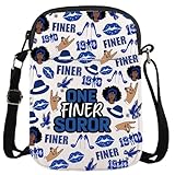 ギリシャのソロリティ道具ギフト ソロリティ会員 青と白のジッパーポーチ ワンファインソーラー メイクアップバッグ 姉妹ギフト 上質な女性へのギフト, 1つの細かい Cr