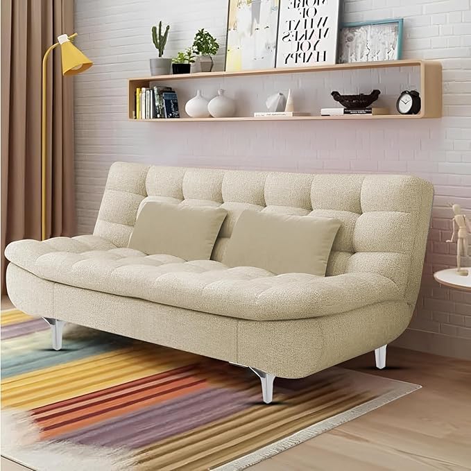 Poppins HOME 3 Seater Sofa Cum Bed for Living Room – Modern Convertible Sleeper Sofa, Space-Saving Multi-Functional Design with Comfortable Cushions (Torquoise)