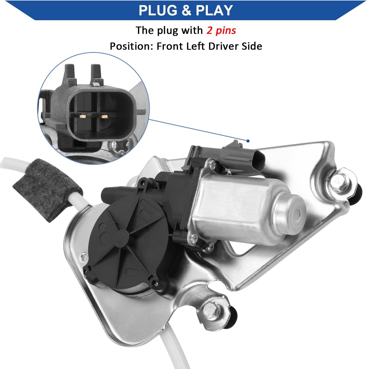 Obaee 741-526 Front Left Driver Side Power Window Motor and Regulator Assembly Compatible with Jeep Liberty KJ 2002-2006