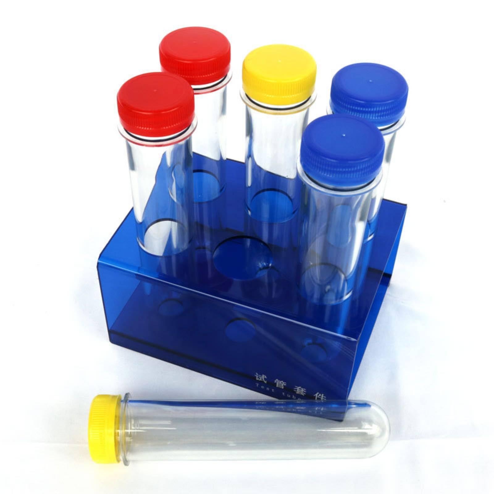 Reagenzglas-Set transparent Reagenzgläser mit Schraubverschluss gerippt Reagenzglashalter mit Röhrchen für Kinder, Chemieunterricht