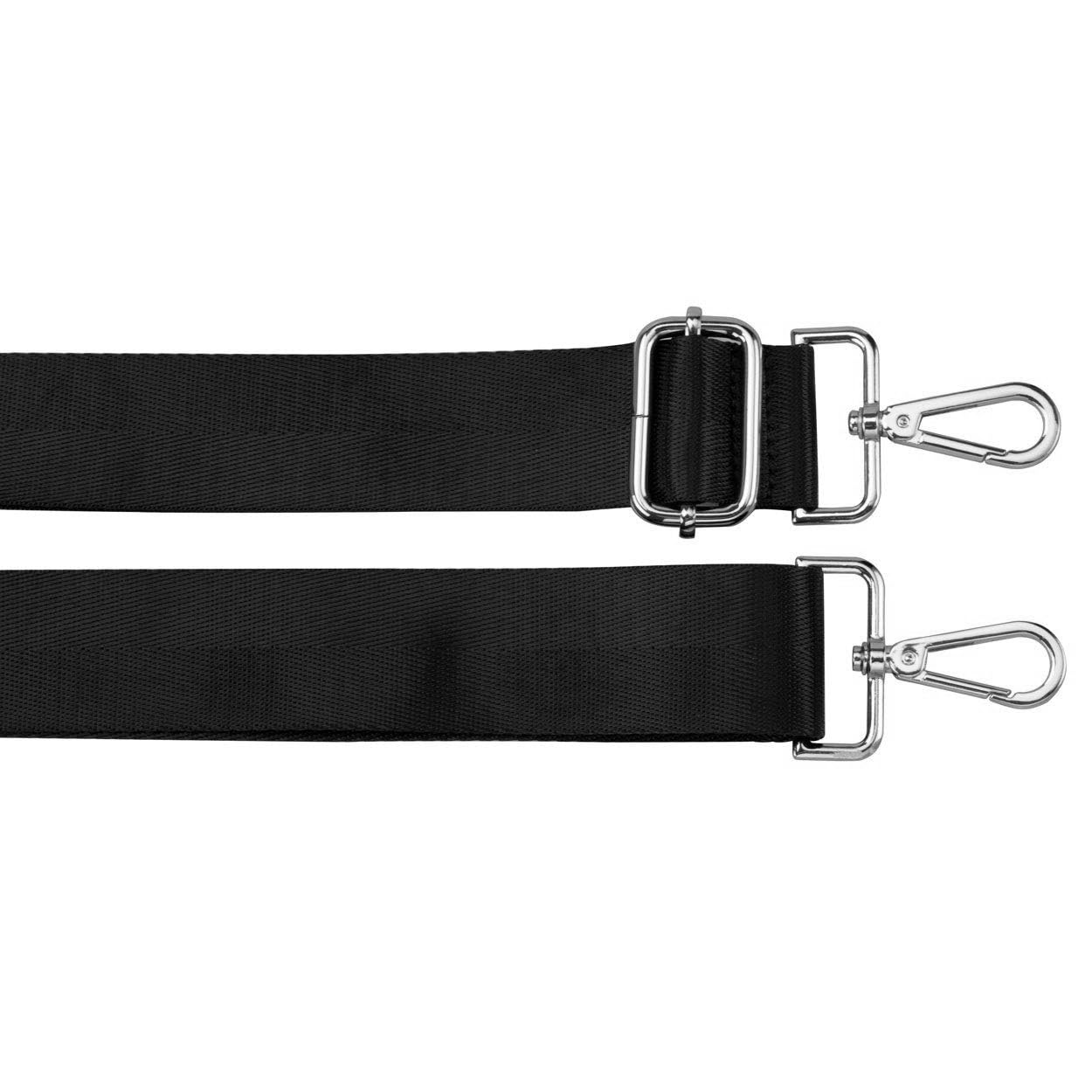 Tracolla per Borsa Nero, Tracolla per Borse Regolabile 75-145cm, Universale per Borsa Tracolla, per Borse a Tracolla, Borsette, Borsa a Tracolla, Borse Accessori, Larghezza 3,8cm (Argento