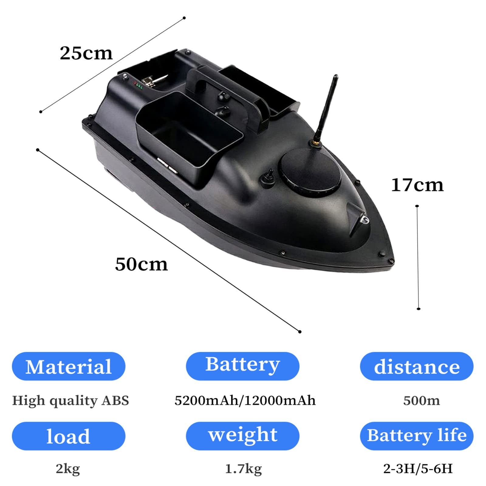 Inteligentna łódź rybacka, łódź RC 500M do wędkowania, z GPS, zdalnie sterowane łodzie na przynęty do łowienia karpi (12000mah)