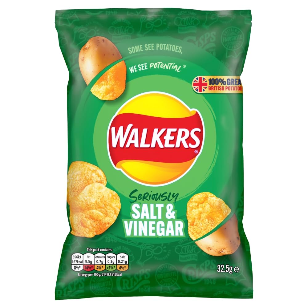 Walkers Salt & Vinegar Crisps 32.5g (Case of 32)