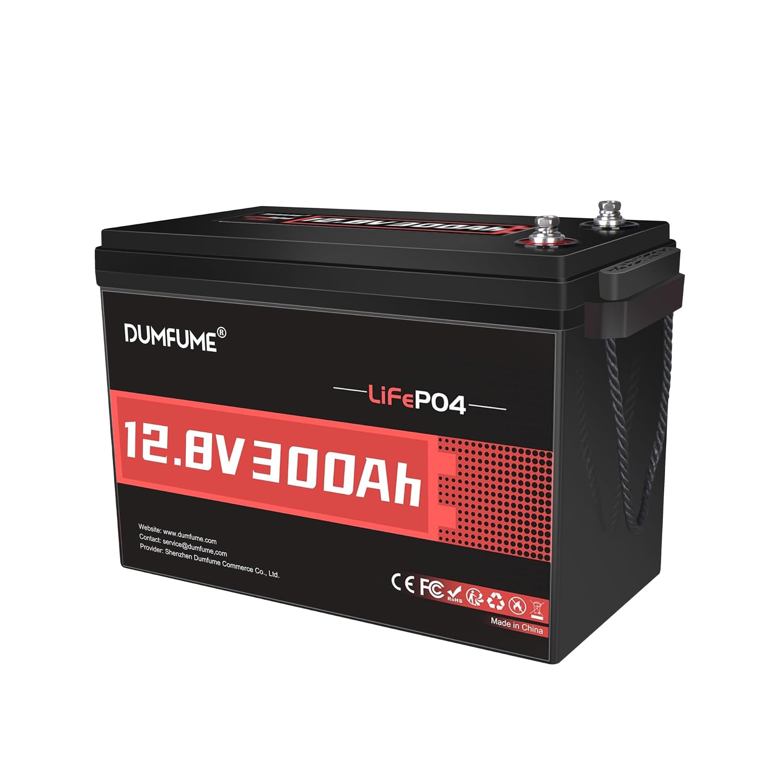 Dumfume 12V 300Ah Batteria al Litio LiFePO4-15.000 Cicli Profondi, BMS 200A, 3840W Per Accumulo Solare, Alimentazione di Emergenza, Camper, Campeggio & Applicazioni Off-Grid