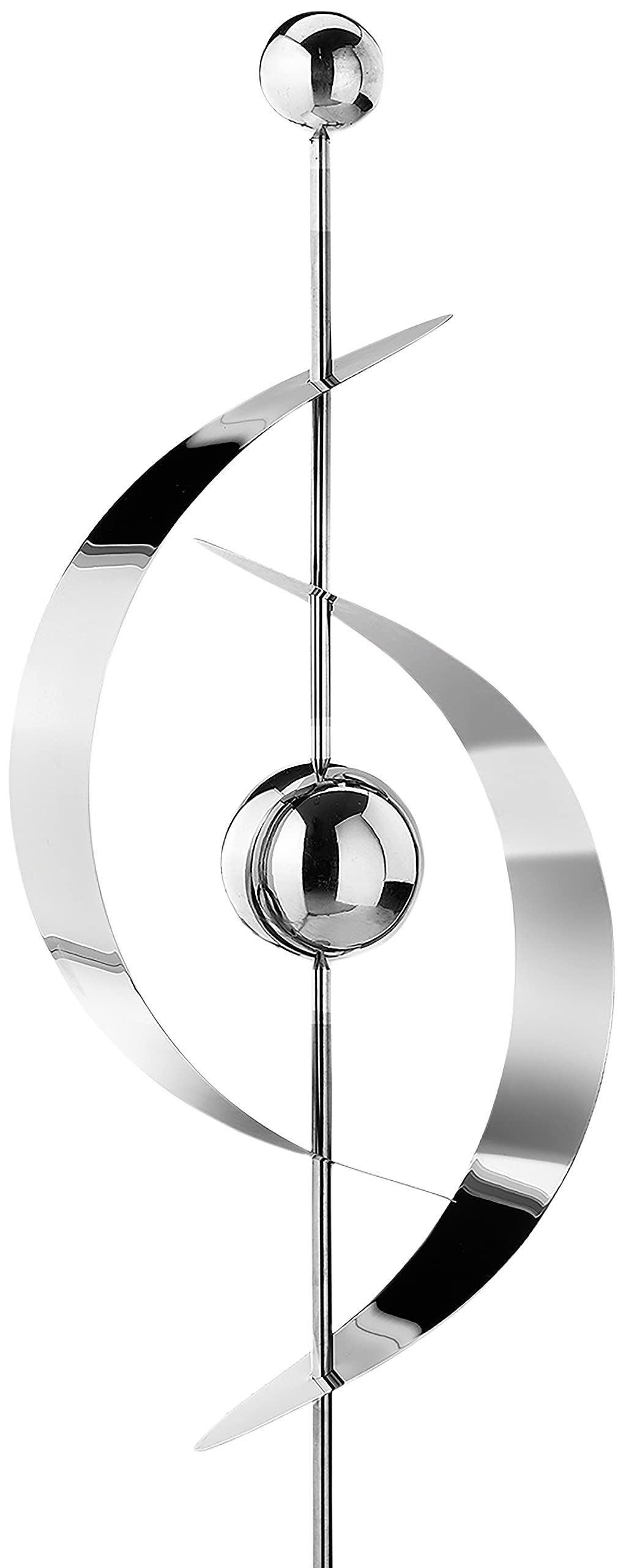 Kobolo Gartenstecker Saturn aus Edelstahl, Silber, 145 cm, moderner Dekostecker mit Kugel-Design für den Außenbereich, wetterfest & stabil