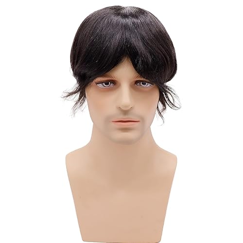 Miniatura 2 de Civmo #2 Cabello humano mono fino de color marrón oscuro para hombre, postizo de piel de polietileno alrededor del sistema de cabello, peluca de