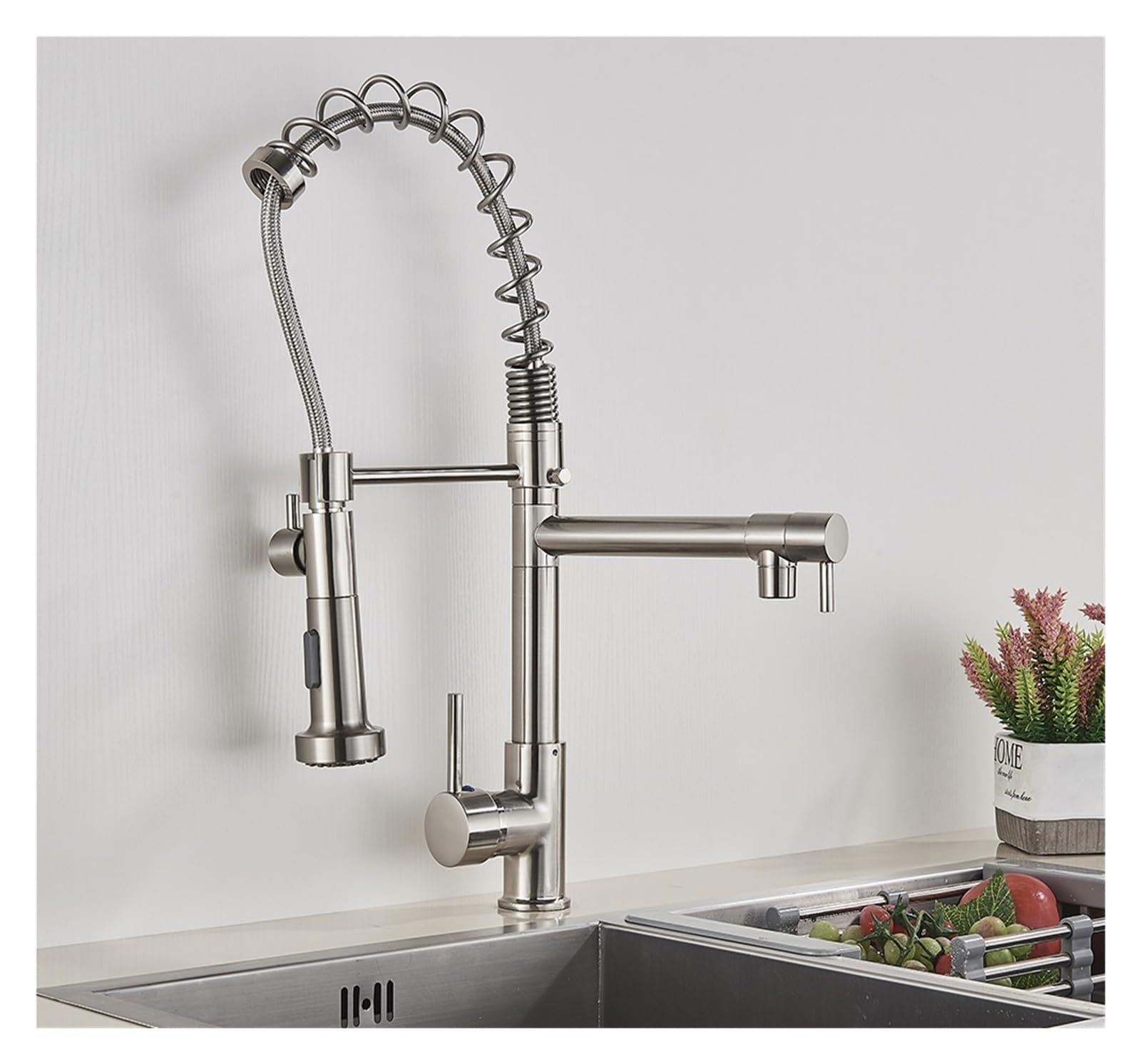 GLETSF Brushed Nickel 3-Way Kitchen Waterap Dual Mode Spout Drinking Water Mixer 1 Hole Sink Faucet Stylish Kitchen Tap for Clean Drinking Water,
