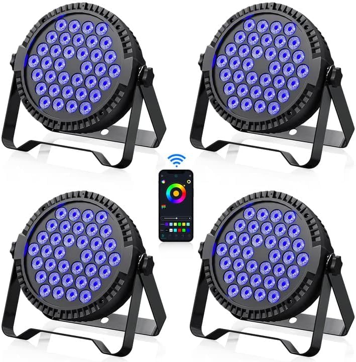 4 piezas 36 RGB Foco LED Par APP Control luz discoteca Luce DJ con Sonido Auto Maestro-esclavo...
