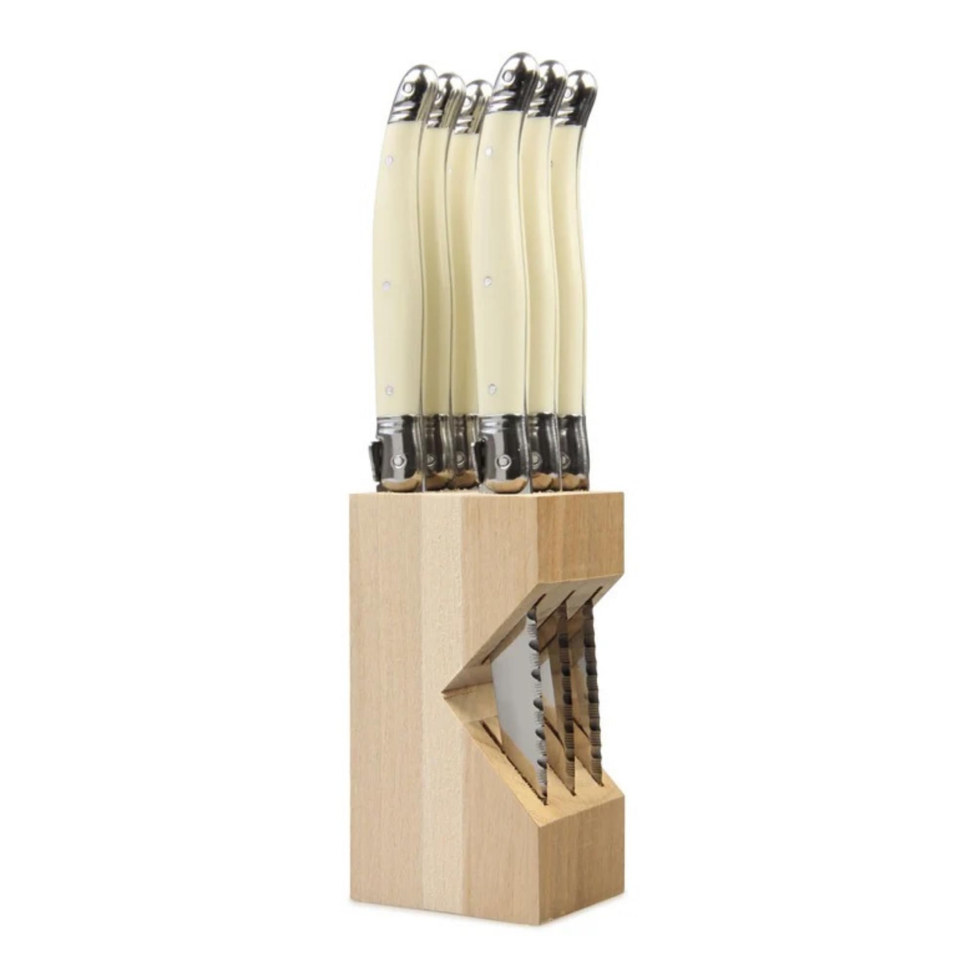 Andre Verdier Laguiole Steak Knife Set of 6 Premium Stainless Steel - Sharp Serrated Knife Set, Made in France