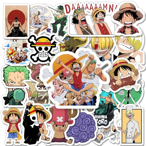 Image of Pack of 25, One Piece Themed Laptop Sticker, Self Adhesive Vinyl Sticker Pack, Scratch Resistant - Multicolored Stickers for Journal, Laptop, Guitar, Mobile - Waterproof Residue Free