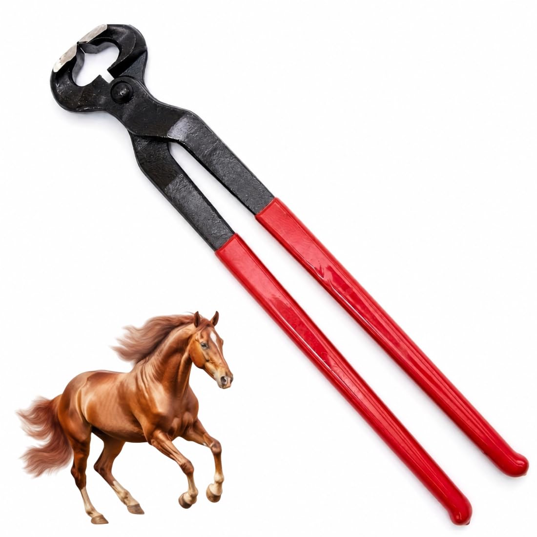 15 Inch Professional Horseshoe Nail Clipper and Hoof Nipper, Heavy-Duty Farrier Hoof Trimming Pliers with Forge-Treated Blades, Non-Slip Jaw, Comfortable Grip, for Horses, Cattle and Livestock-image-38