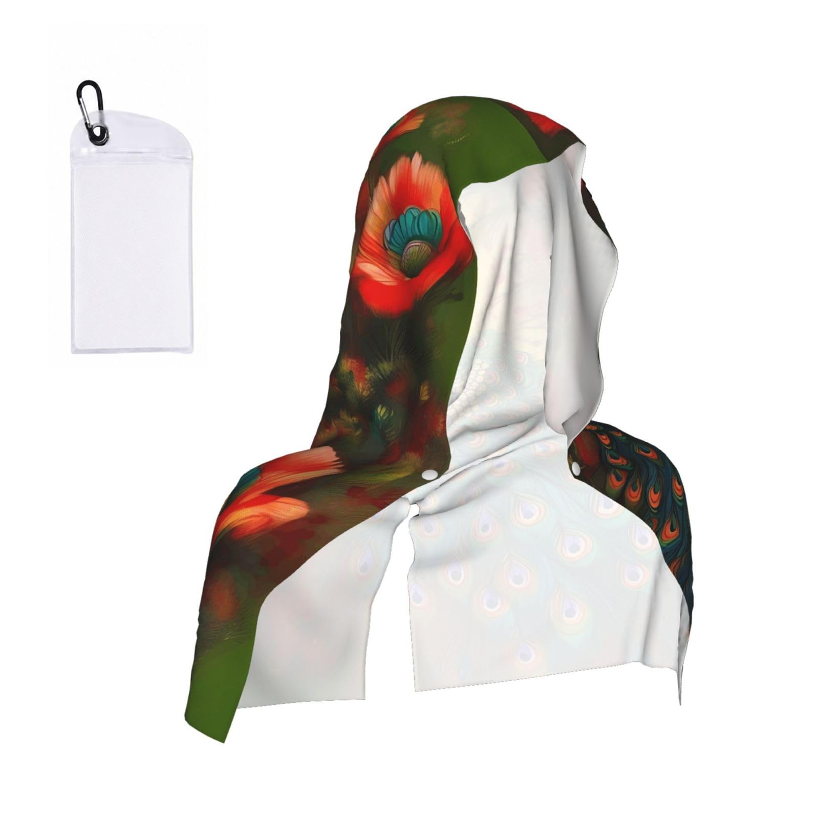 CNTDBU Peacock flowers Cooling Towel Hooded-Instant Chill Neck Cover for Sports, UV Cooling Rag for Running Gym