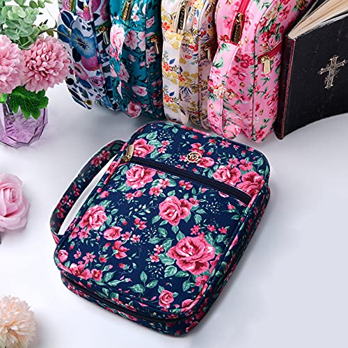 G-LEAF Bible Cover Case/Book Cover, Bible Case for Women Girls, Bible Cover Bags Floral Pattern With Handle Fits for Standard Size Bible, 9.5x6.7x2.5 In