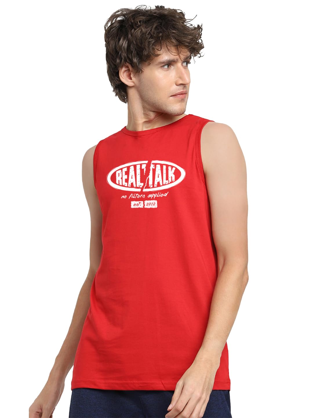 bewakoof Men's Typography Regular Fit Sleeveless Round Neck Pure Cotton Vest-picture-35