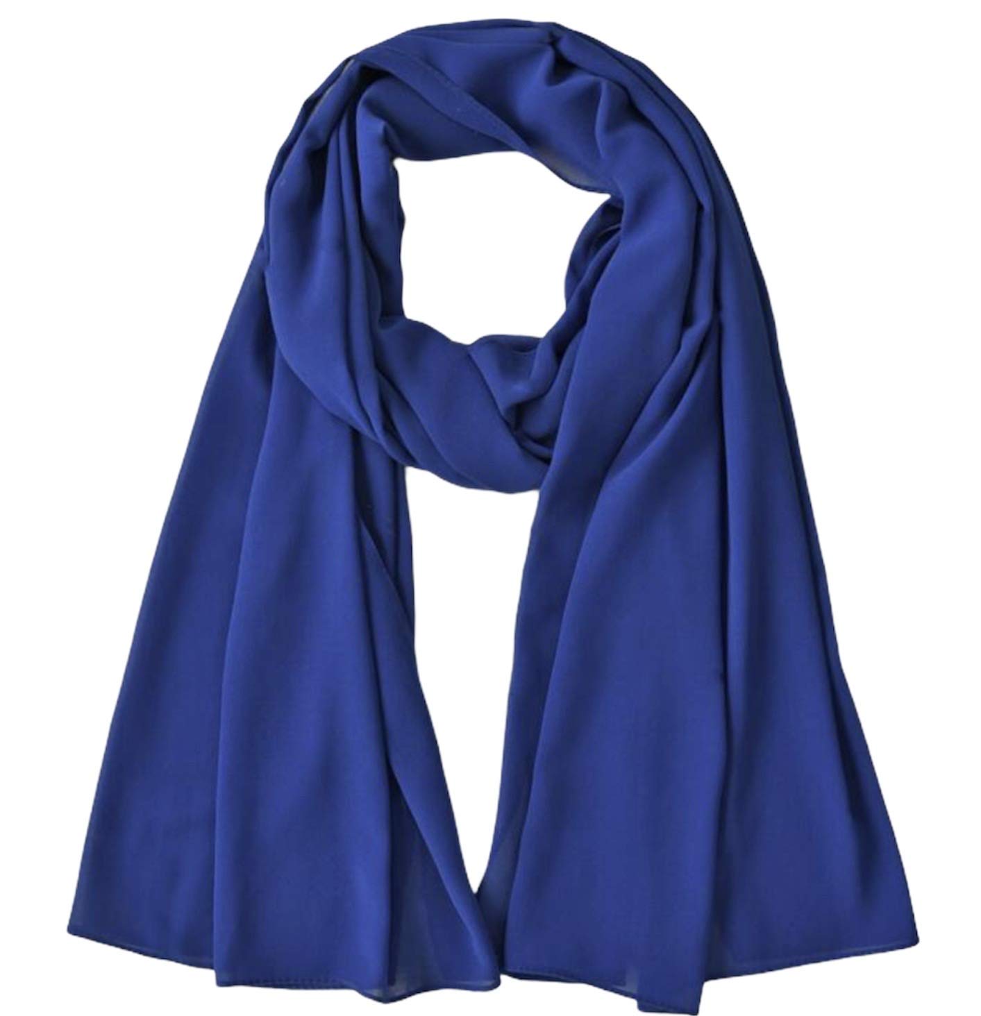 London Scarfs Women's Royal Blue Chiffon Oversized Plain Scarf Quality Large Maxi Hijab Shawl (Royal Blue)