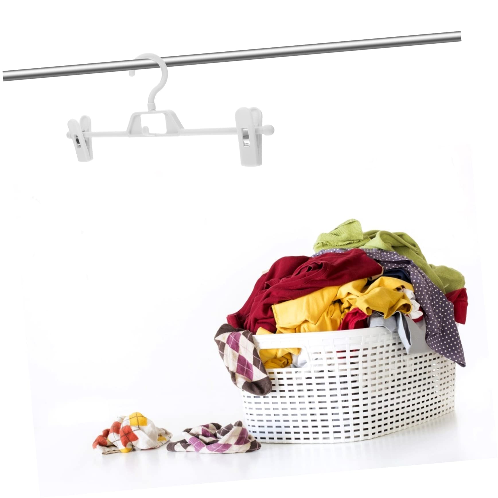 IMIKEYA Set 10 Grucce per Pantaloni Clip Retrattili in Pp Bianco, Forza di Presa Regolabile, per Stendino Biancheria in Casa