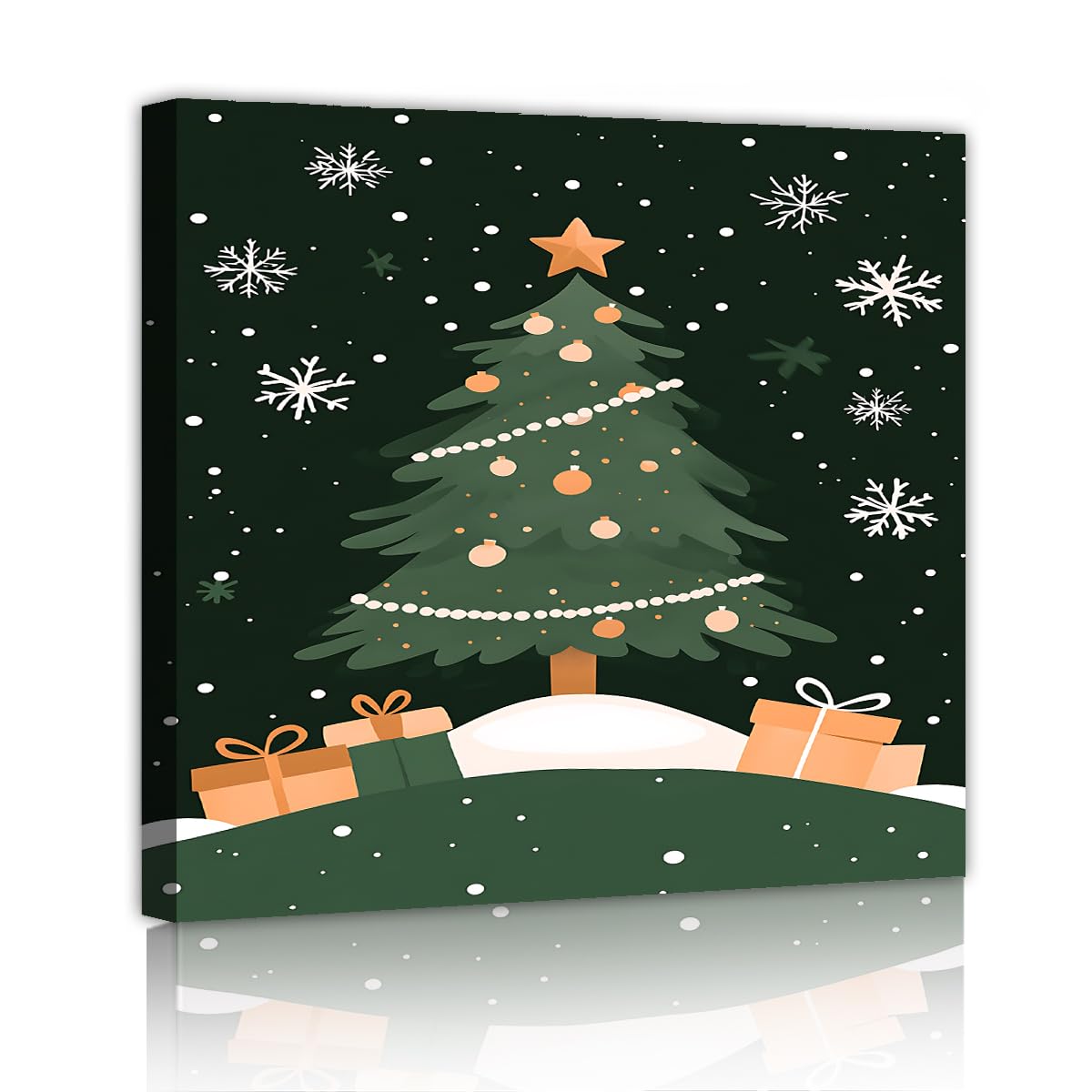YUNART Arte vintage su tela natalizia Immagini di arte rustica Poster di Buon Natale Stampa invernale Decorazioni accademiche Decorazioni da parete natalizie per il soggiorno55x55cm