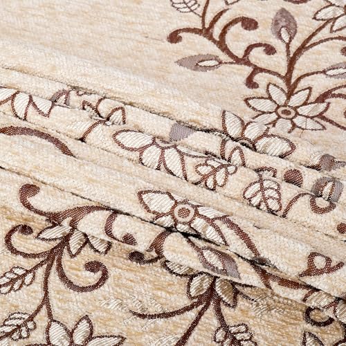 Image of Premium Chenille Woven Anti-Slip 5 Seater Sofa Cover | L-Shape Sofa Seat Protector for Living Room | Durable & Stylish Slipcover - Beige - Phoolkari