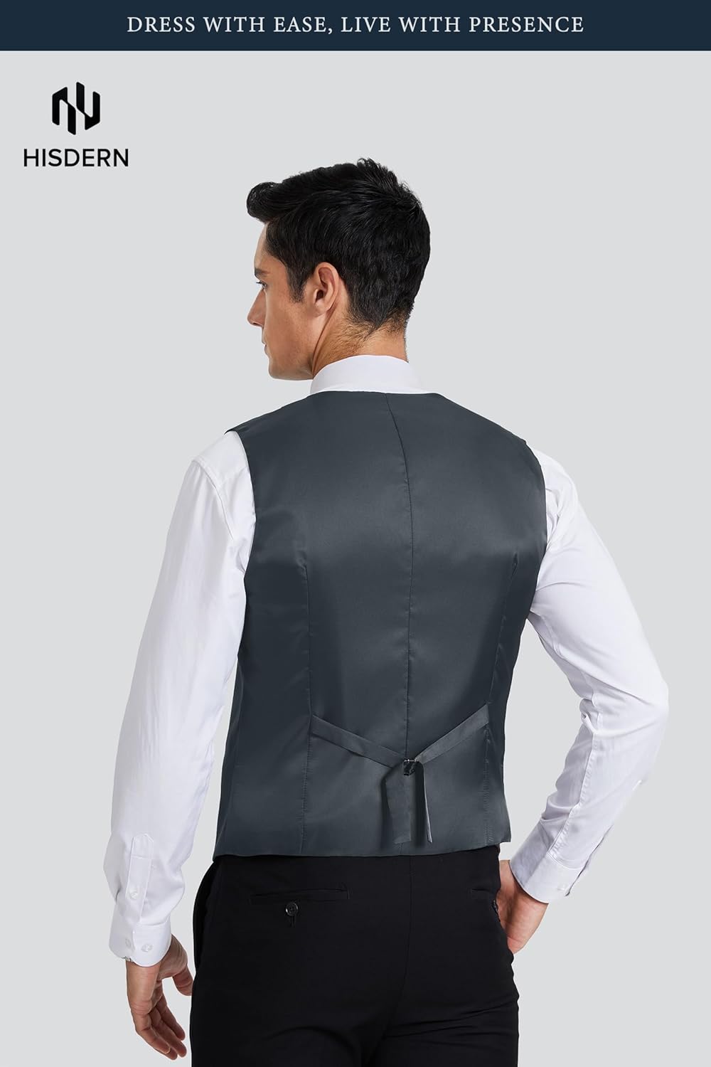 HISDERN Men’s Suit Vest Waistcoat with 3 Pockets Slim Fit for Business Formal Wedding Prom and Casual Tuxedo Wear - Image 3