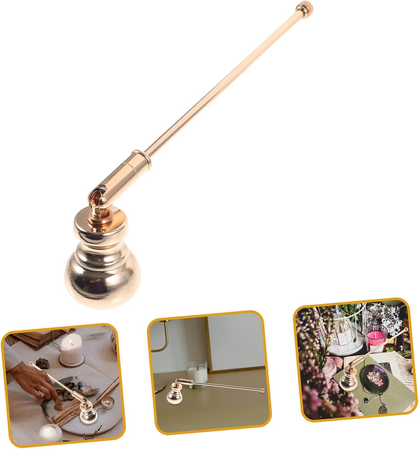 SOLUSTRE 3pcs Candle Snuffer Handle Elegant Flame Extinguisher for Scented Candles Decorative Wick Snuffer Accessory for Home Prevents Smoke