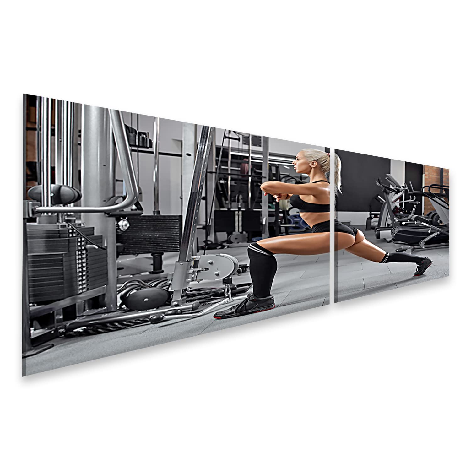 islandburner INBO-2K Tableau sur toile de fitness pour femme faisant des fentes, exercices d'entraînement des muscles des jambes, images murales