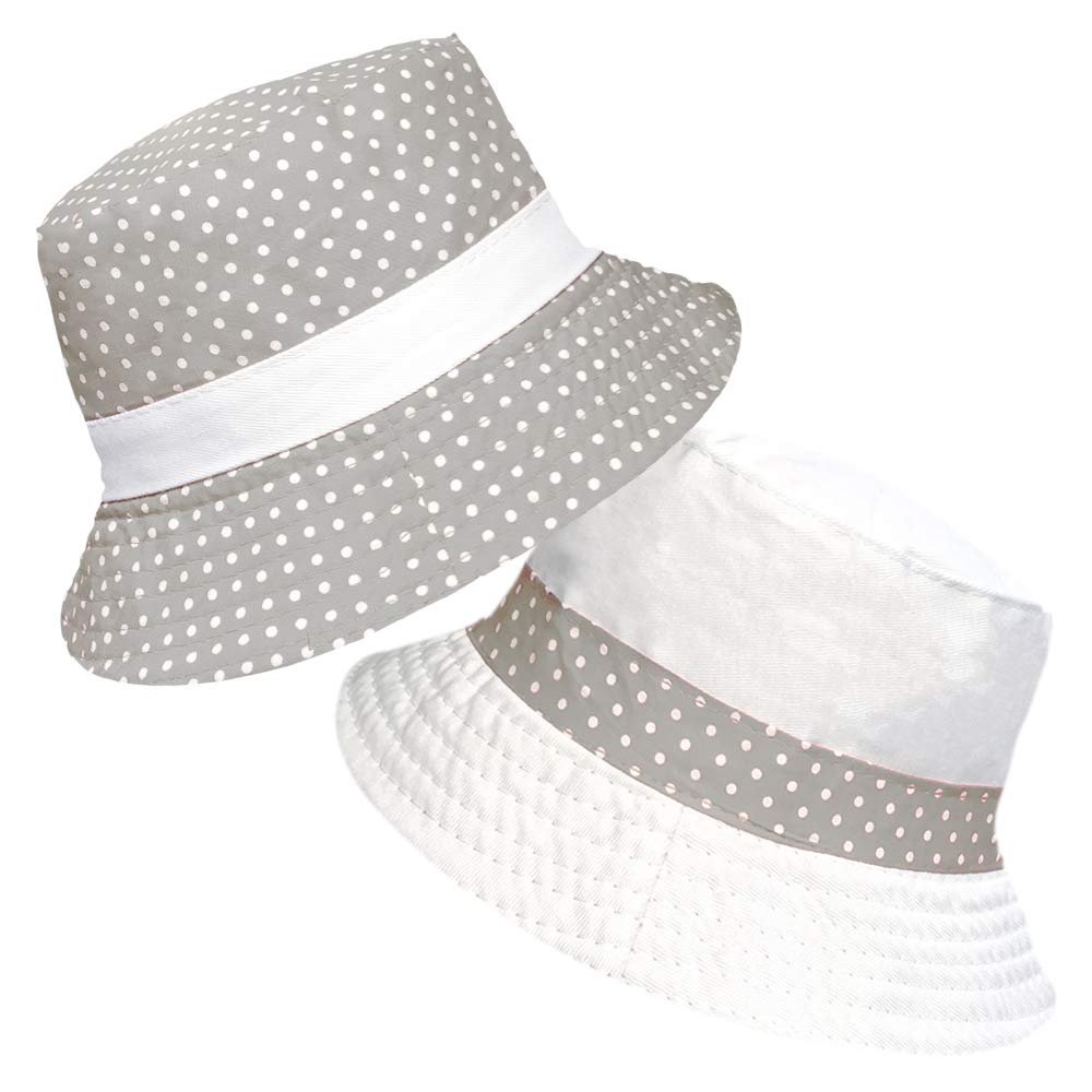 TOSKATOK® UPF 50+ Ladies Womens Reversible Cotton Polka Dot Bush Bucket Sun Hat Grey