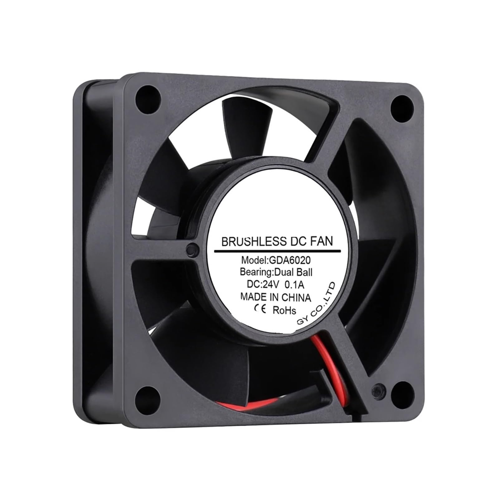 JJKKOZVQF 5Pcs/24V 60x60x20mm 60mm Dual Ball DC Brushless Cooling 6020 6cm Axial Exhaust Cooler Fan