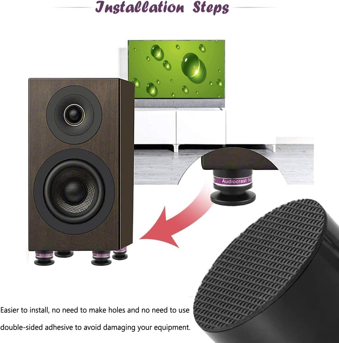 Tertullus Set 4 picchetti regolabili altezza subwoofer altoparlanti carico 50 kg