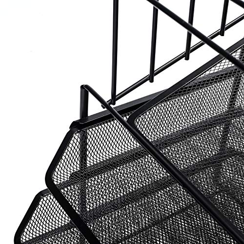 Delifox Mesh Desk Organizer Metal File Holder Mail Sorter with 5 Racks and 3 Trays